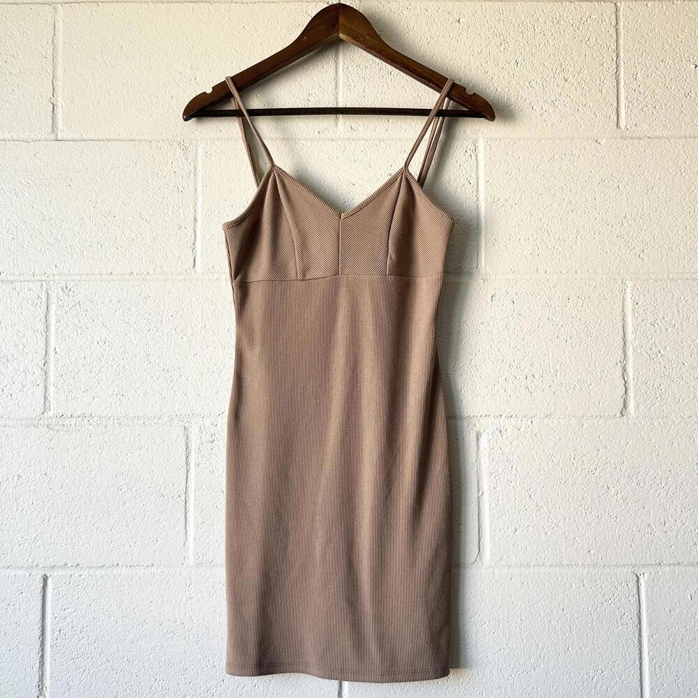 Timing Ribbed Sleeveless Spaghetti Strap Fitted Bodycon Dress Women's Medium